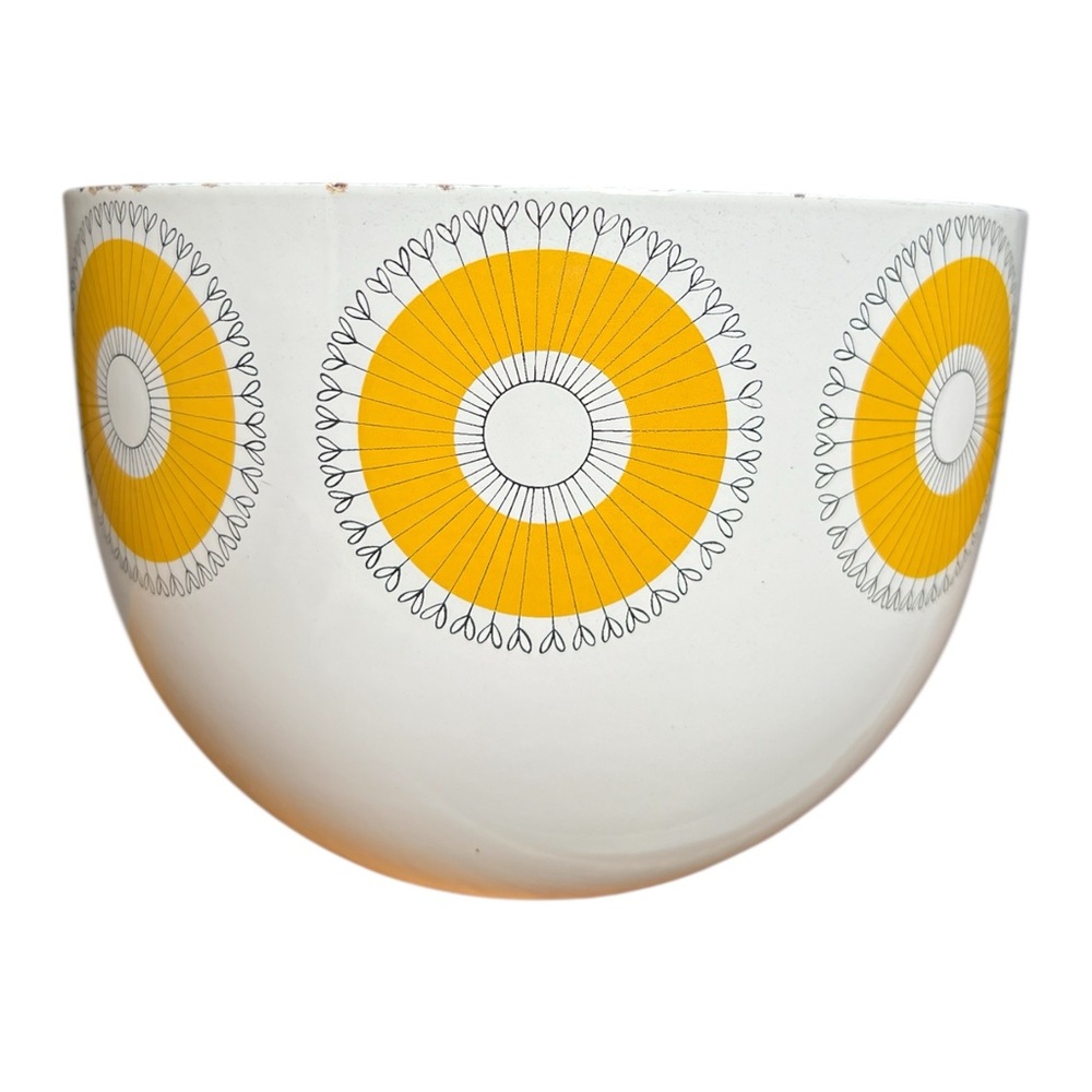 Vintage MCM Kaj Franck Finel Arabia Enamel Bowl 50s Sunflower